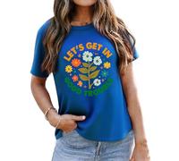 Lets Get in Good Trouble - Maglietta da donna con grafica floreale, Blu reale, S