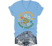Lets Get in Good Trouble Shirt Donna Uomo Social Justice T-Shirt Get in Good Trouble Tee Top, Carolina Blue-v, S