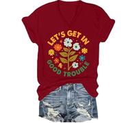 Lets Get in Good Trouble Shirt Donna Uomo Social Justice T-Shirt Get in Good Trouble Tee Top, Claret-V, S