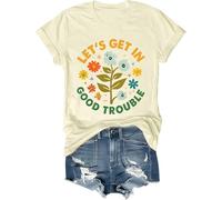 Lets Get in Good Trouble Shirt Donna Uomo Social Justice T-Shirt Get in Good Trouble Tee Top, Colore: giallo crema., S