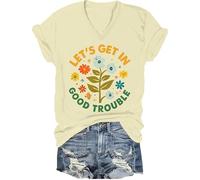 Lets Get in Good Trouble Shirt Donna Uomo Social Justice T-Shirt Get in Good Trouble Tee Top, Giallo Cremoso-v, S