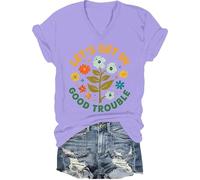 Lets Get in Good Trouble Shirt Donna Uomo Social Justice T-Shirt Get in Good Trouble Tee Top, Viola chiaro-v, S