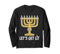 Let's Get Lit Divertente Felice Hanukkah Maglia a Manica