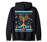 Let's Get Lit Happy Hanukkah Menorah Brutto Natale Felpa con Cappuccio