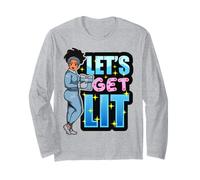 Let's Get Lit Melanin Christmas Ugly Sweater Fun Sweater Maglia a Manica