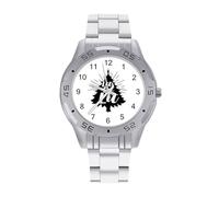 Let's Get LIT - Orologio da polso da uomo con albero di Natale, in acciaio inox, analogico, al quarzo, da lavoro, Stile:, regular, Bracciale