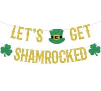 Let's Get Shamrocked Banner, Let the Shenanigans Begin, Happy St.Patrick's Day, Shamrock Three Leaves Clover Deocrations, Welcome Irish Housewarming Party Decoration Supplies