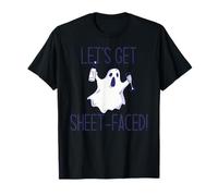 Let's Get Sheet Faced! Divertente Halloween Bere Ghost Meme Maglietta