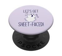 Let's Get Sheet Faced! Divertente Halloween Bere Ghost Meme PopSockets PopGrip Adesivo