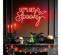 Let's Get Spooky Insegna al neon personalizzata per Halloween con pipistrello, dimmerabile LED spettrale segni luminosi per decorazione da parete festa di Halloween, stanza gotica, bar, camera da
