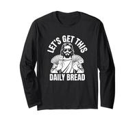 Let's Get This Daily Bread Divertente Gesù Soldi Cristiano Maglia a Manica