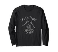 Lets Get Toasted Camping Marshmallow pun Campfire Smores Maglia a Manica