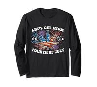 Let's Get Up On The 4th Of Luglio Cannabis Marijuana Weed Maglia a Manica