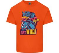 Lets Get Wild Rhino Gorilla Elefante Ippopotamo T-Shirt Ragazzi Ragazze