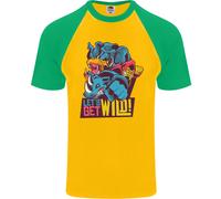 Lets Get Wild Rhino Gorilla Elefante Ippopotamo Uomo S/S Baseball T-Shirt
