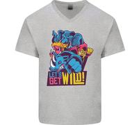 Lets Get Wild Rhino Gorilla Elefante Ippopotamo Uomo Scollo A V Cotone T-Shirt