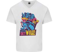 Lets Get Wild Rhino Gorilla Elefante Ippopotamo Uomo Scollo A V Cotone T-Shirt