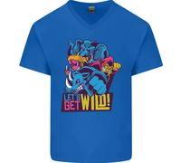 Lets Get Wild Rhino Gorilla Elefante Ippopotamo Uomo Scollo A V Cotone T-Shirt
