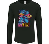 Lets Get Wild Rinoceronte Gorilla Elefante Ippopotamo Uomo Manica Lunga T-Shirt