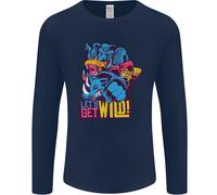 Lets Get Wild Rinoceronte Gorilla Elefante Ippopotamo Uomo Manica Lunga T-Shirt