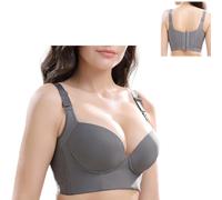 Lets Girl Women Deep Cup Bra Full Back,Shecurve Push-Up Back Smoothing Bra,Lets Girl Bra, Deep Cup Bra Full Back Coverage (Gray,36/80 AB)