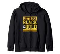 Let's Go Black & Gold Team Colori Preferiti Vintage Game Day Felpa con Cappuccio