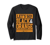 Let's Go Black & Orange Team Colours Vintage Game Day Maglia a Manica