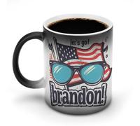 Let's Go Brandon, tazza da caffè in ceramica sensibile al calore, con manico con bandiera USA, regalo divertente, 325 ml