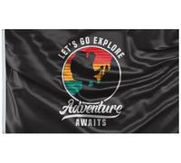 Let'S Go Explore Adventure Awaits Bandiere Con 2 Occhielli Bandiera Colore Vivido Flag Per Casa Balcone Feste 90X150Cm