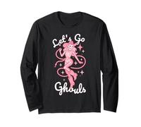 Let's Go Ghouls Halloween Cowgirl Western Pastel Goth Rosa Maglia a Manica