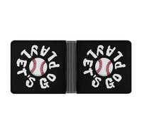 Let's Go Play Baseball Portafoglio sottile a due ante per uomo e donna Porta carte classico in pelle