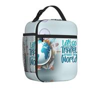 Let's Go Travel Around the World, borsa da pranzo riutilizzabile per adulti, borsa da pranzo per picnic in ufficio