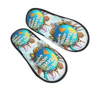 Let'S Go Travel Around The World Pattern Pantofole Da Casa Calde Pantofole Leggero Slippers Per Bagno Ospiti Donna L