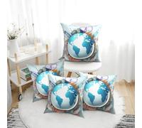 Let's Go Travel Around The World, set di 4 federe per cuscino da 30,5 x 30,5 cm, per divano, letto, soggiorno, decorazione della casa, federa per cuscino
