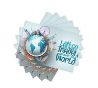 Let's go Travel Around The World, set di 6 tovagliette resistenti al calore, tovagliette per interni ed esterni, lavabili, moderne, lavabili, per cucina, sala da pranzo, patio, tavolo da fattoria