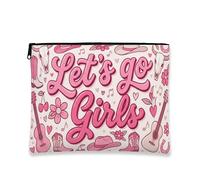 Let'S Go - Trousse per trucchi da donna, in tela con cerniera, stile western, vintage, con cerniera, per festival estivi, Pesca, 7x9 Inch, Bambine