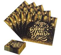Lets Joy 100 Pezzi Tovaglioli di Capodanno, 33 x 33 cm Tovaglioli Happy New Year, Tovaglioli da Tavolo per Capodanno, Capodanno Tovagliolo, Decorazioni per Tovaglioli per Feste