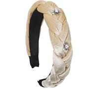 Lets Joy Cerchietti Intrecciati per Donna, Eleganti Vintage Cerchietto, Velluto Cerchietto Imbottito per Capelli, Fiore Edelweiss Cerchietti Intrecciati, Fasce per Donna e Ragazze (Beige, ONE)
