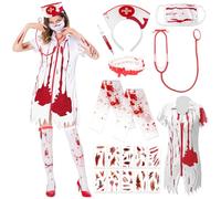 Lets Joy Costume Infermiera Halloween, Halloween Sanguinosa Infermiera Costume Accessori, Cosplay Carnevale Orrore Tema