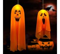 Lets Joy Halloween Luci Fatate Fantasma, 2 Pezzi Halloween Deco Luce, Hanging Fantasmi Decorazione-B