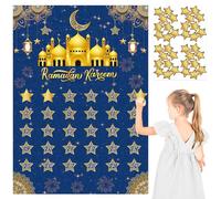 Lets Joy Ramadan Calendario Rovescia 2025, Calendario Ramadan Decorazioni, Ramadan Calendario Manifesto, Calendario Dell Avvento Ramadan, Decorazioni Ramadan per Bambini con Stelle Adesivi 51 x 71cm
