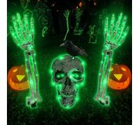 Lets Joy Scheletro di Halloween, Scheletro di Halloween Realistico in Plastica, Halloween Realistiche Orribile Corvi Decorazioni, Decorazioni per Scheletri LED