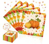 Lets Joy Tovaglioli di Carta Autunnali, 100 Pezzi Tovaglioli di Zucca Motivo, Tovaglioli Autunnali, Tovaglioli da Tavolo per Ringraziamento, Decorazione da Ringraziamento Autunnali Feste Party (A)