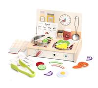let's make Accessori per la cucina dei bambini, in legno, accessori per la cucina dei bambini, set da cucina per bambini, stoviglie con pentole e pentole, giocattolo dai 3 anni in su