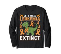 Let's Make Leucemia Extinct Dinosaur Awareness Nastro Arancione Maglia a Manica