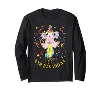 Let's Party A Lotl 4th Birthday 4 Anni Axolotl Bday Maglia a Manica