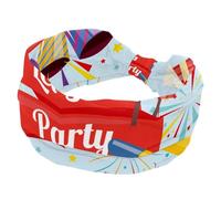 Let's Party - Fascia larga da donna, fascia elastica per la testa, motivo "Let's Party", per sport, allenamento, turbante