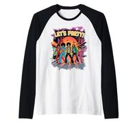 Let's Party Retro Disco Zombie, Divertente Halloween 70s Dance Maglia con Maniche Raglan