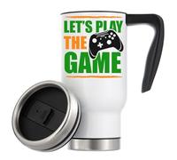 Let's Play The Game Controller Graphic Vacuum Insulated Thermal Travel Coffee Mug 480ml Bianco