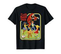 Lets Raise Hell Demon Retro Vintage Funny Adult Humor Maglietta